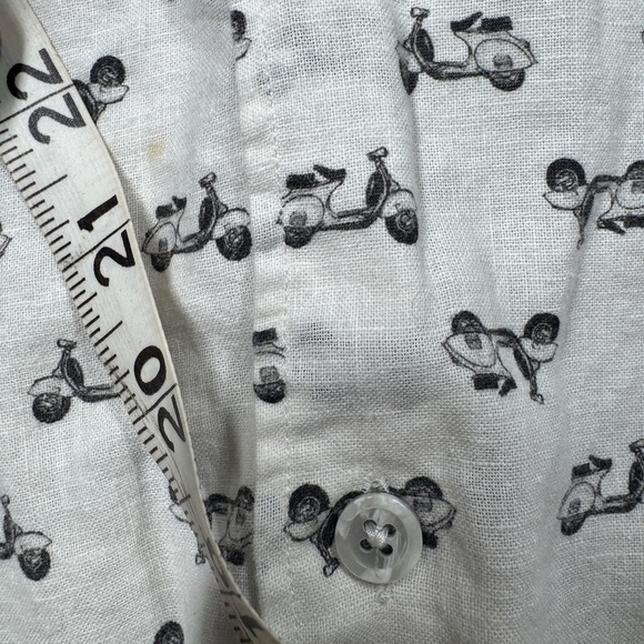 Maurizio Baldassari Men’s Novelty Moped Scooter White Black Button Up Shirt L - Picture 4 of 16